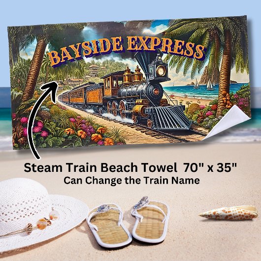 Bayside Express stoomtrein op het strand Strandlaken