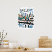 Bayside Marina Hardlopen Aquarel Poster (Keuken)