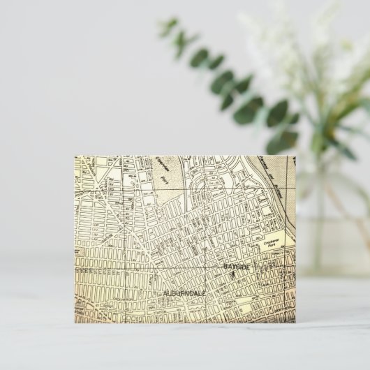 Bayside, Queens, NY  Map Briefkaart (Staand voorkant)