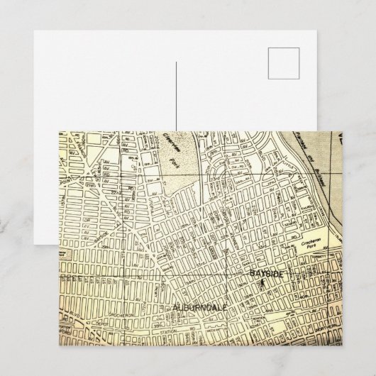 Bayside, Queens, NY Map Briefkaart (Voorkant / Achterkant)