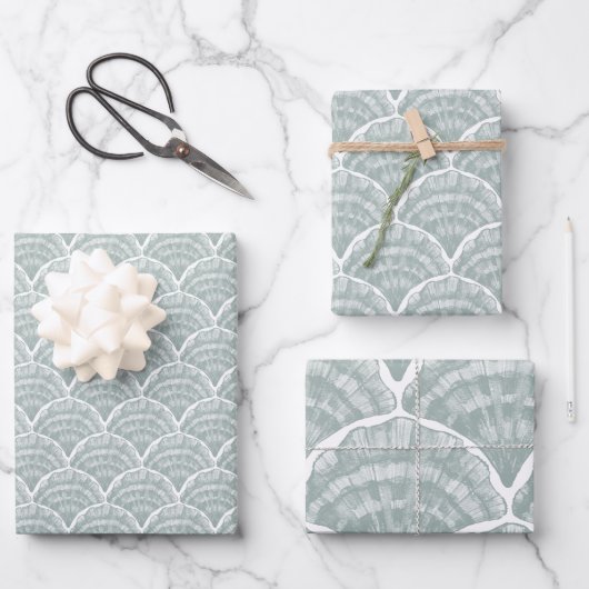 Bayside Scallop Clam Shell in zeegroene tint Inpakpapier Vel (Voorkant)