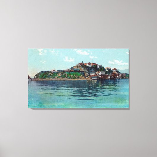 Bayview of Alcatraz Island and Prison Canvas Afdruk (Voorkant)
