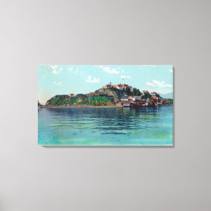 Bayview of Alcatraz Island and Prison Canvas Afdruk