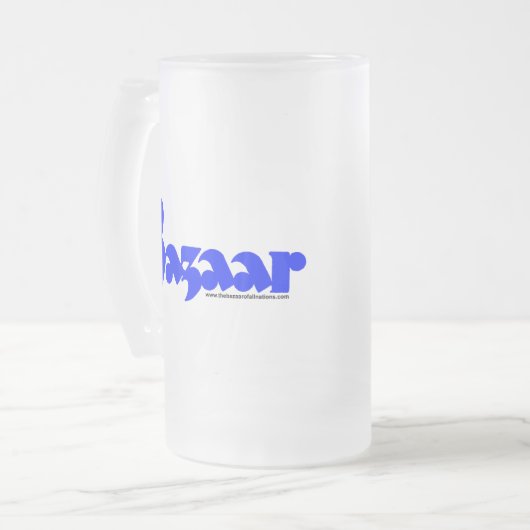 Bazaar Retro Font en Sputnik Bevroren Mok (Voorkant links)