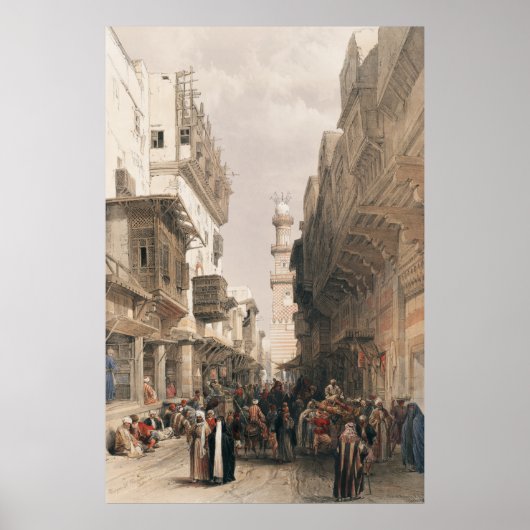 Bazaar van de coppersmiths Cairo door David Robert Poster (Voorkant)