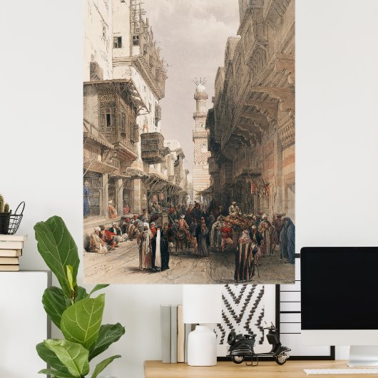 Bazaar van de coppersmiths Cairo door David Robert Poster (Thuiskantoor)