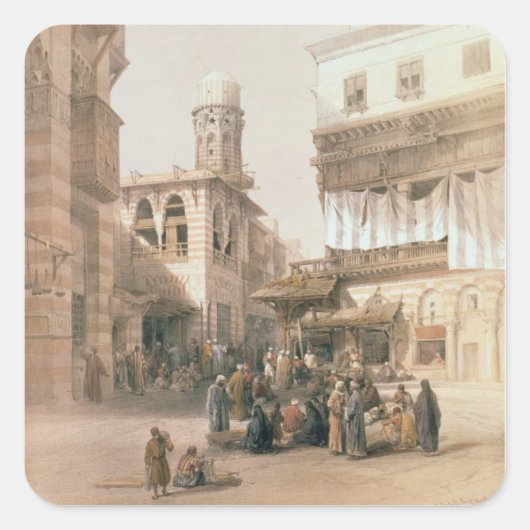 Bazaar van de Coppersmiths, Cairo, uit "Egypte en Vierkante Sticker (Voorkant)