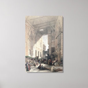 Bazaar van de zijderupsentelers in Caïro uit "Egy Canvas Afdruk