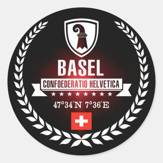 Bazel Ronde Sticker (Voorkant)
