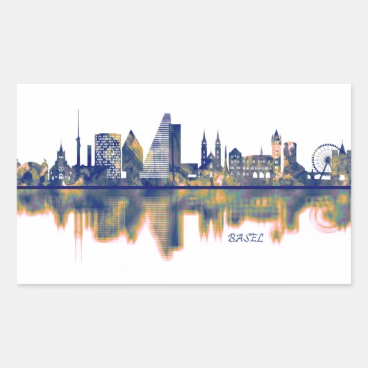 Bazel Skyline Rechthoekige Sticker (Voorkant)