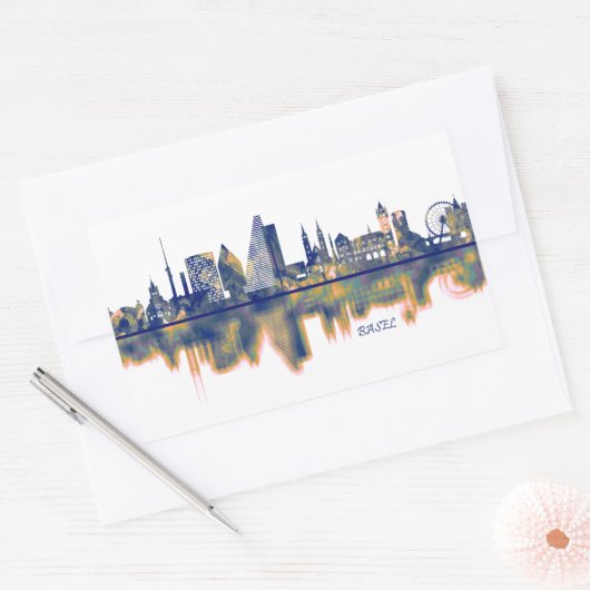 Bazel Skyline Rechthoekige Sticker (Envelop)