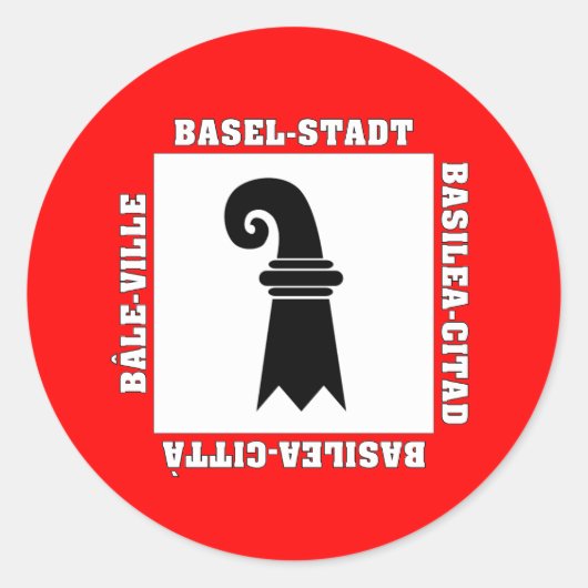 Bazel Stad Zwitserland Vlag Ronde Sticker (Voorkant)