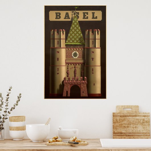 Bazel, Suisse, Spalentor, Reisposter Poster (Keuken)