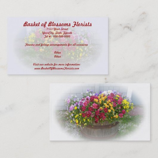 Bazel van de bloesems visitekaartje (Voorkant / Achterkant)