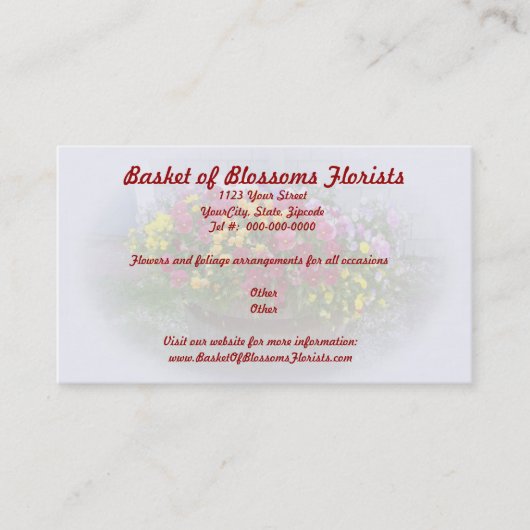 Bazel van de bloesems visitekaartje (Voorkant)