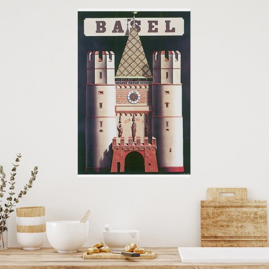 Bazel Vintage Travel Poster (Keuken)
