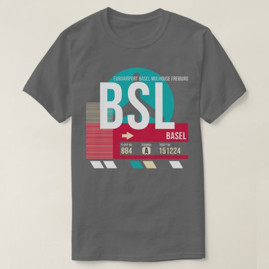 Bazel Zwitserland BSL Airport Code Bagage Label T-shirt (Design voorkant)