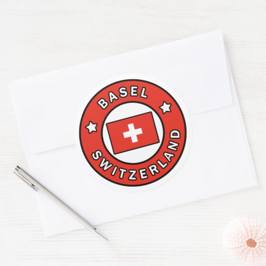 Bazel Zwitserland Ronde Sticker (Envelop)