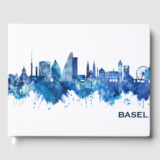 Bazel Zwitserland Skyline Blue Gastenboek (Voorkant)