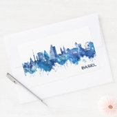 Bazel Zwitserland Skyline Blue Rechthoekige Sticker (Envelop)