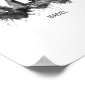 Bazel Zwitserland Skyline BW Poster (Hoek)