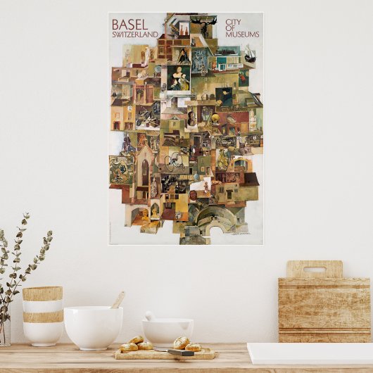 Bazel. Zwitserland, stad van musea, reisaffiche Poster (Keuken)