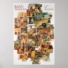 Bazel. Zwitserland, stad van musea, reisaffiche Poster
