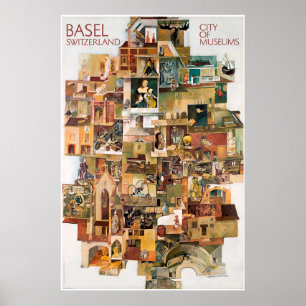 Bazel. Zwitserland, stad van musea, reisaffiche Poster