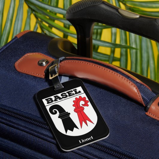 Bazel, Zwitserland | Zwitserse vuurwapenschild Bagagelabel (Voorkant Insitu 1)