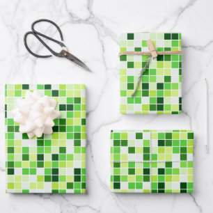 Bazentegels, Groene Mozaïektegels, Geometrisch Pat Inpakpapier Vel