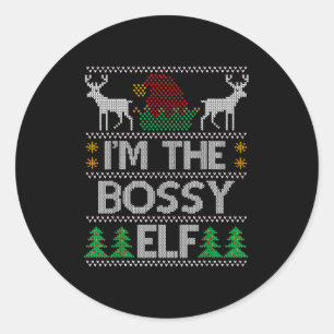 Bazige Elf Overeenkomstige Familie Groep Kerstfees Ronde Sticker