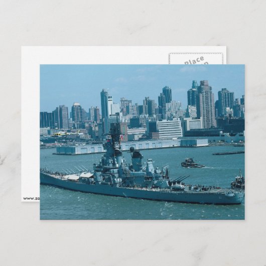 BB-61 "USS Iowa", New York Harbour, VS Briefkaart (Voorkant / Achterkant)
