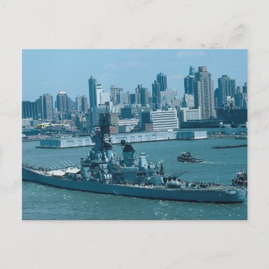 BB-61 "USS Iowa", New York Harbour, VS Briefkaart (Voorkant)