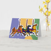 BB- Artistieke Carrousel Paarden Folk Art Kaart (Gele Bloem)