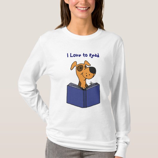 BB- Cute Dog Cartoon I Love Read Shirt (Voorkant)