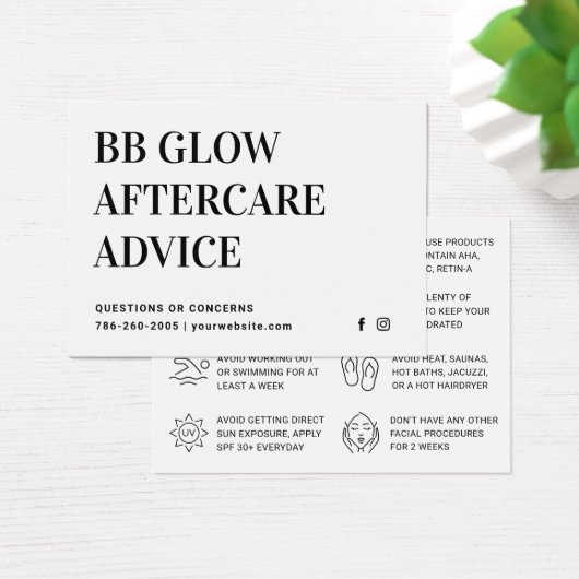 BB Glow Facial Aftercare Kaart (Bureau)