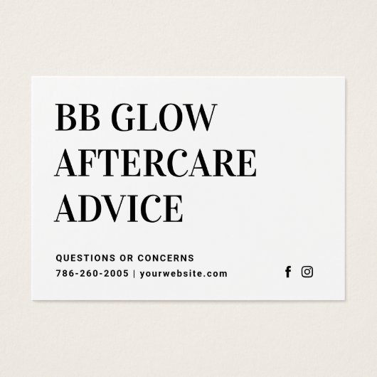 BB Glow Facial Aftercare Kaart (Voorkant)