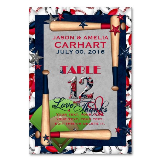 BB Huwelijk Genummerde Tafelkaarten 12-AANGEPASTE Kaart (Voorkant)