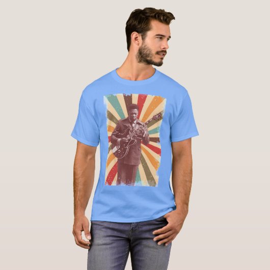 BB King  Retro Stijl T-shirt (Voorkant volledig)