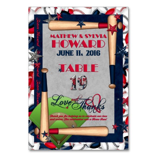 BB Wedding Numbered Table Kaart-CUSTOM HOWARD 19 Kaart (Voorkant)