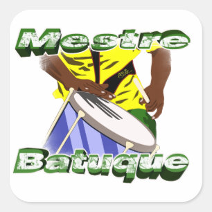 BBaC Stiker Mestre Batuc Samba Batucada Brasil Vierkante Sticker