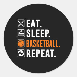 Bball Eet Slaap Basball Herhaal Grappige Basball Ronde Sticker