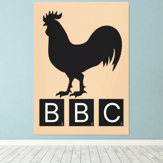 BBC - Big Black Cockerel Canvas Afdruk (Insitu (Houten vloer))
