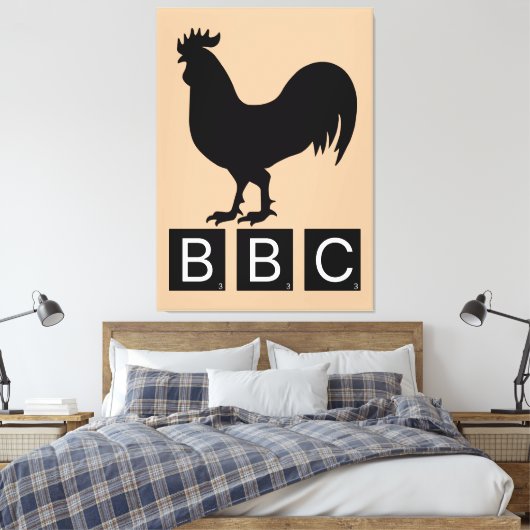 BBC - Big Black Cockerel Canvas Afdruk (Insitu (Slaapkamer))