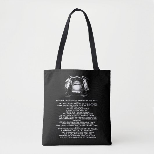 Bble quote psalm 91 angels Religieuze kunst Tote Bag (Voorkant)