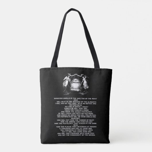 Bble quote psalm 91 angels Religieuze kunst Tote Bag (Achterkant)