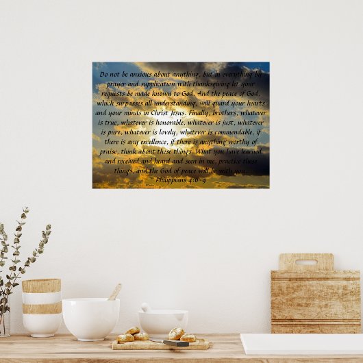 Bble verse herinneringen Philippians 4:6-9 inch Poster (Keuken)