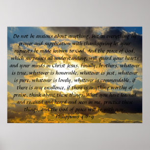 Bble verse herinneringen Philippians 4:6-9 inch Poster