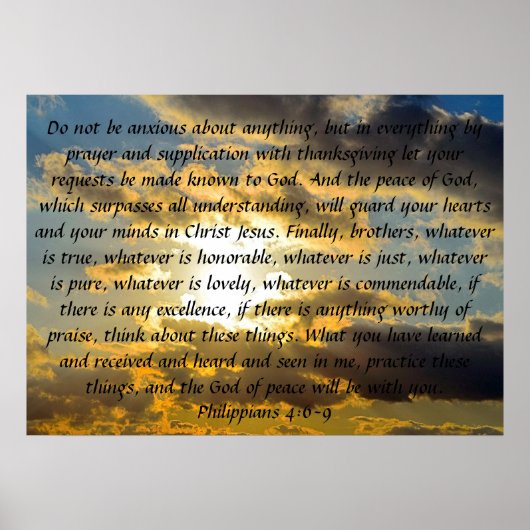 Bble verse herinneringen Philippians 4:6-9 inch Poster (Voorkant)