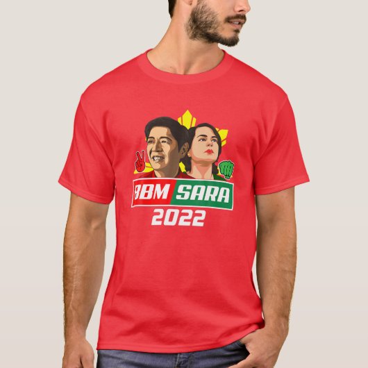 BBM Sara 2022 President Bong Marcos Red Duterte in T-shirt (Voorkant)